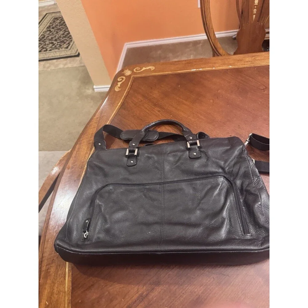 CLARKS Distressed Heavy Duty Black Leather large Laptop Bag